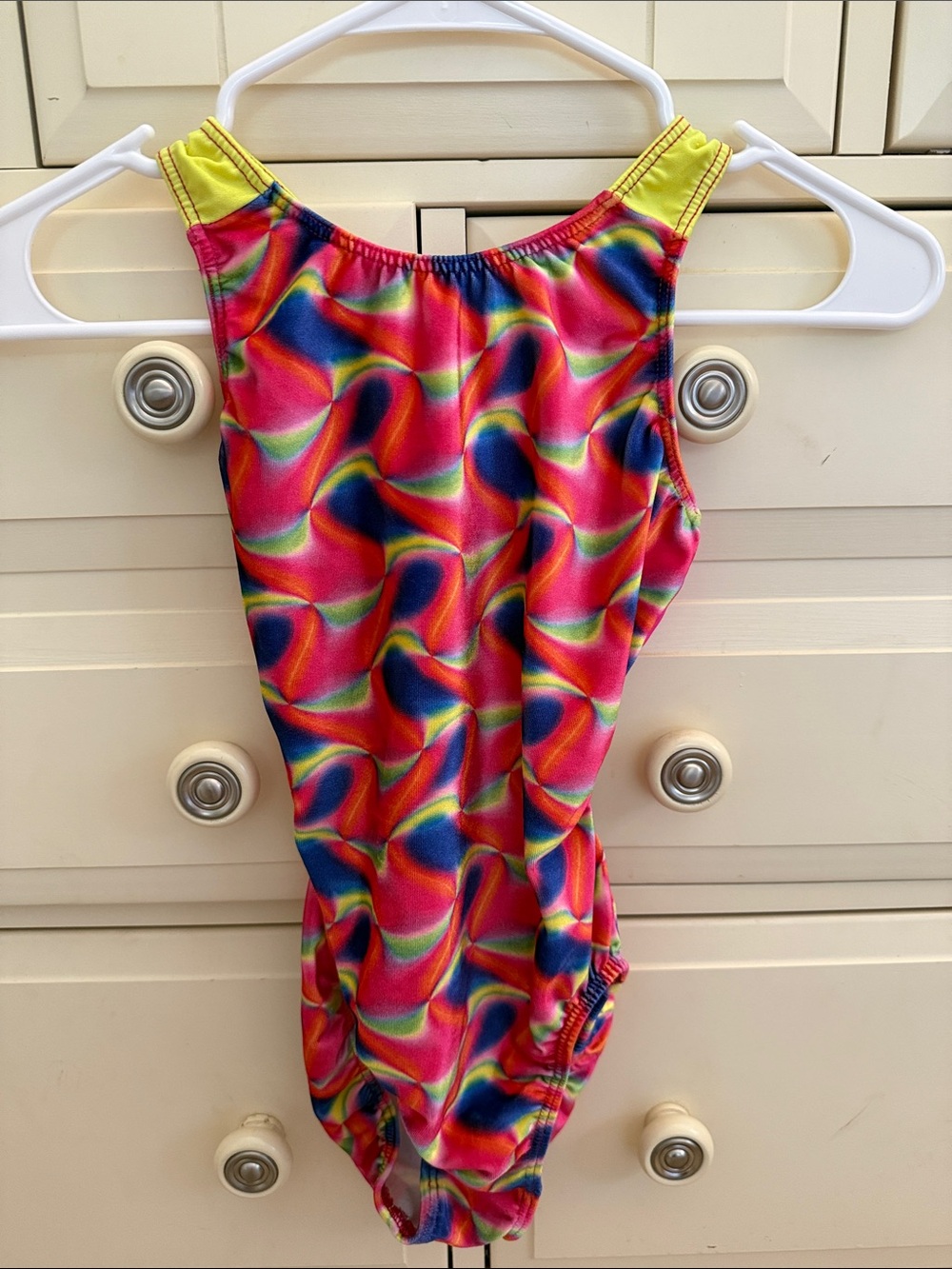 Y2K Motionwear 🤸 Girls Neon Swirl Gymnastics Leotard